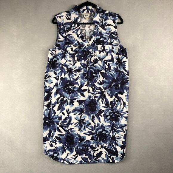 ECI Women's Large Sleeveless Floral Popover Shift Dress - Picture 1 of 6